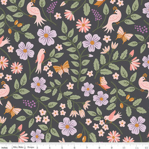 Let It Bloom "Main Charcoal" by Little Forest Atelier for Riley Blake Designs
