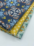 Majolica "Ditzy Petal Mustard" by Jo Rose for Lewis & Irene Fabrics