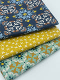 Majolica "Ditzy Petal Mustard" by Jo Rose for Lewis & Irene Fabrics